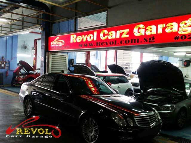 Mercedes in front of Revol Carz Garage